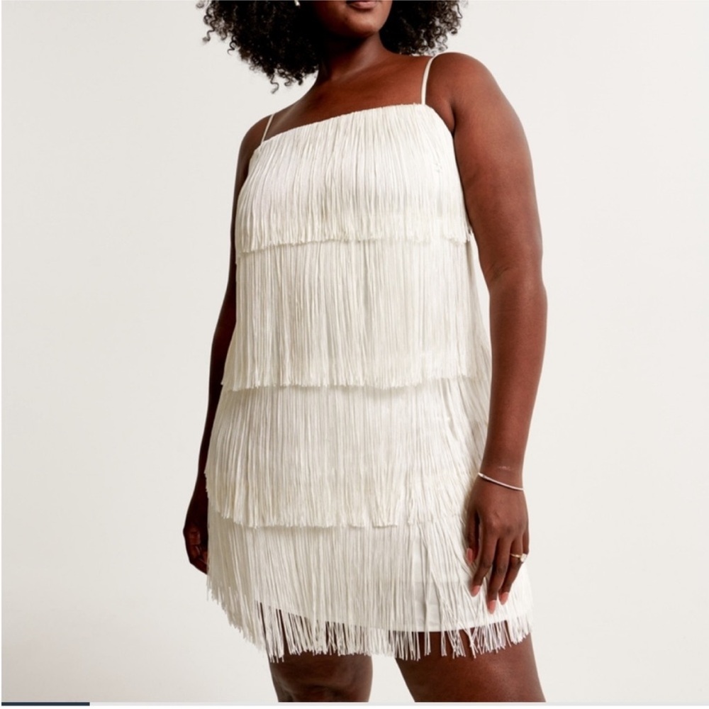NWT Abercrombie & Fitch A&F White Fringe Mini Dress Size XS